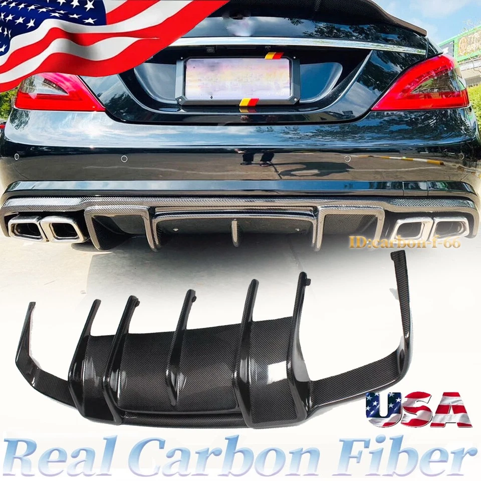 For Benz W218 CLS550 CLS63 2012-2014 Real Carbon Fiber Rear Bumper Diffuser Lip - Image 1 of 4