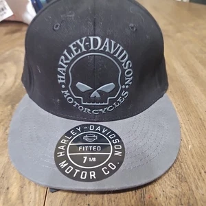 Harley-Davidson Herren 7 1/8 S Willie G Skull Fitted Baseball Cap Schwarz Grau Neu mit Etikett - Bild 1 von 4
