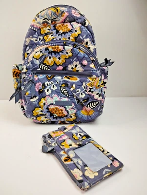 Vera Bradley Charmont Meadow Floral Gray Matching Backpack and Card / ID Wallet - Image 1 of 4