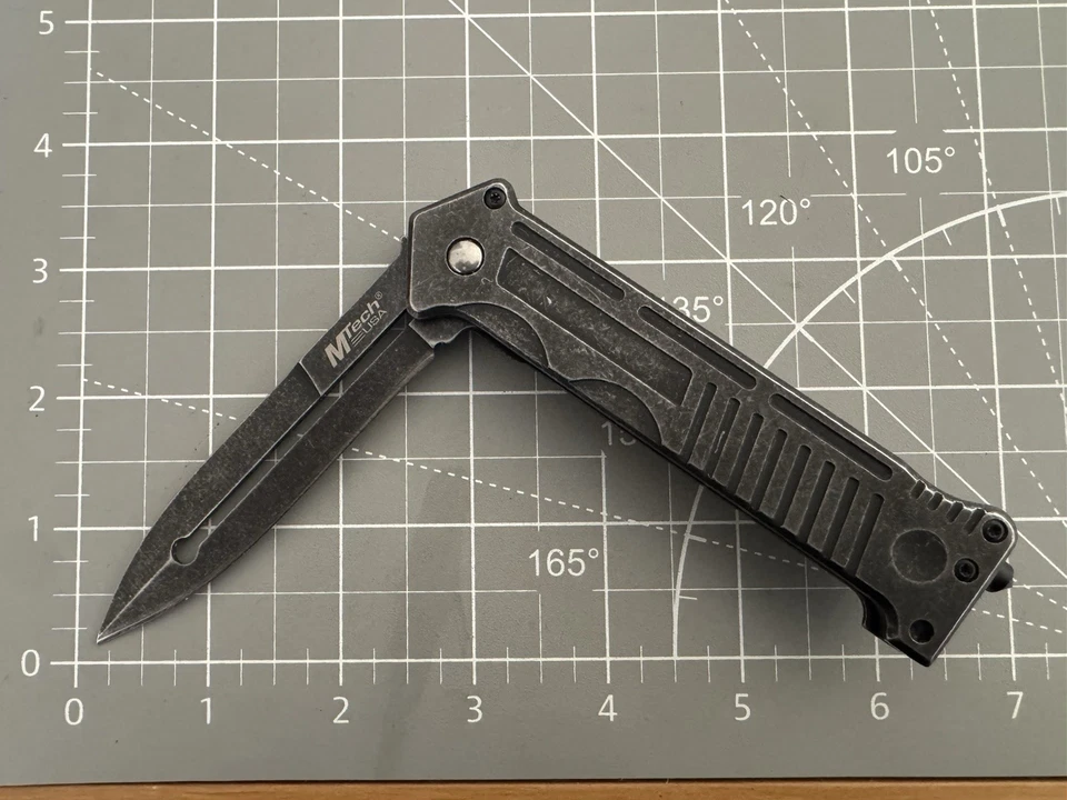 Cuchillo de punta de lanza MTECH USA MT-A840 lavado a la piedra Sprg Asst con interruptor 4,75" cerrado Foto 1 de 4