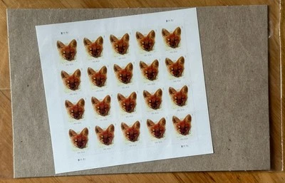 Hoja de estampillas de zorro rojo 40¢ USPS de 20 (Scott 4378) MNH 2009 B11111 vida silvestre sellada Foto 1 de 3