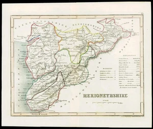 c1860 Antique colour map of "MERIONETHSHIRE" Wales by Joshua ARCHER W/DW27 - Picture 1 of 1