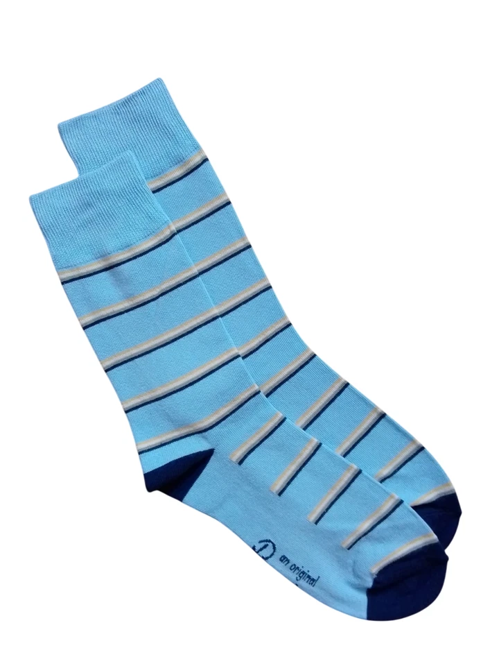 ORIGINAL PENGUIN | Mens Blue Grey Striped Socks | One Size UK 7-11 EU 41-46 - Imagem 1 de 1