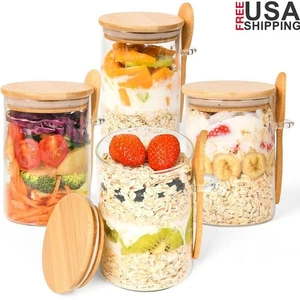 Overnight Oats Gläser mit Deckel Mahlzeit Vorbereitung Behälter Chia Pudding Salat Aufbewahrung Neu - Bild 1 von 10