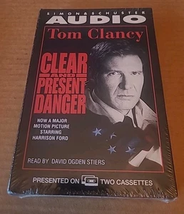 Tom Clancy's CLEAR AND PRESENT DANGER 1989 NEW Audio 2 Cassettes Sealed 180 Mins - Picture 1 of 4