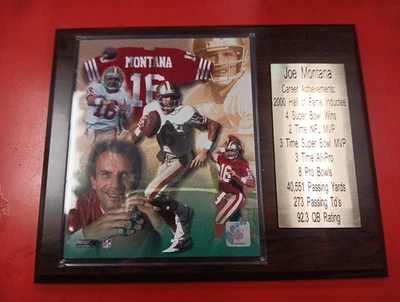 Joe Montana San Francisco 49ers 2004 12x15 logros profesionales placa de pared decoración Foto 1 de 4
