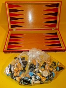 2 Juegos Backgammin & Ajedrez Tablero Ajedrez Juego con Talla en Madera - Imagen 1 de 6