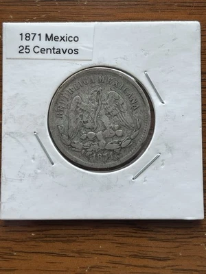 Mexico 25 Centavos Silver Coin 1871…TM1062 - Image 1 of 3