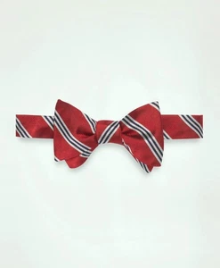 BROOKS BROTHERS Boys Red Striped “Red Fleece” Adjustable Bow Tie Tuxedo Silk NEW - Picture 1 of 5