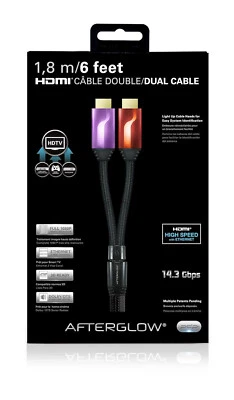 PDP Afterglow Double HDMI Cable - 1.80 m - Purple / Red ( PL-9020EU-PR - Image 1 of 2