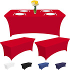 3 Pack Fitted Spandex Table Covers 6 Foot Stretch Tablecloths Washable and Wrink