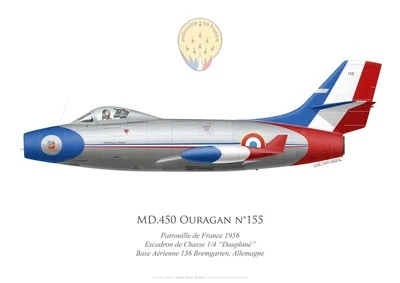 Print MD.450 Ouragan, Patrouille de France, 1956 (par G. Marie)