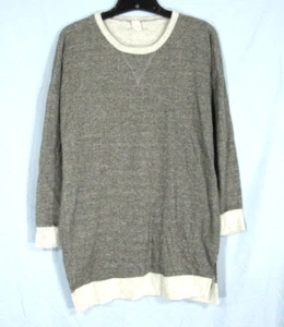 BELLAMIE Blusa grigia FRENCH TERRY TOPPE GOMITO tasche FELPA tunica top M - Foto 1 di 6