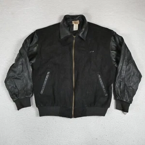 Vintage ID Wear International Jacke Herren Gr. M Schwarz Leder Varsity Letterman - Bild 1 von 16