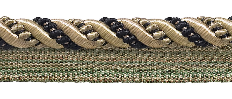 Taupe Black 7/16" Decorative Lip Cord Midnight Meadow [By The Yard] - Image 1 of 1