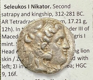 Ancient Greek Silver Tetradrachm Coin - 312-281 BC - Seleukos I Nikator - Picture 1 of 2