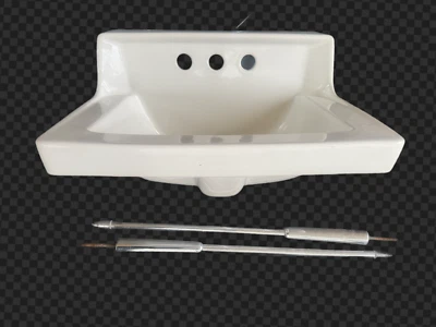 American Standard White Porcelain Bathroom Sink Chrome legs Bath Lavatory Mid - Image 1 of 4