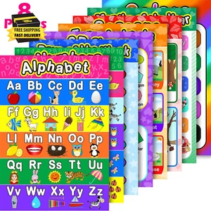 8 Educational Preschool Poster for Toddler and Kid Learning with 60 Glue Point D - Picture 1 of 7