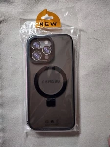 iPhone 15 Pro Max Hülle - Schwarz Transluzent Matt MagSafe Ständer Stoßfest - Bild 1 von 5