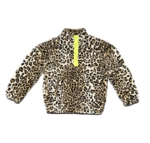 Treasure & bond Cheetah print Faux Fur Half Snap Pullover Girl Sweater XL(14/16) - Picture 1 of 11
