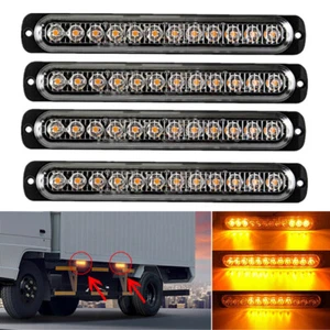 4x Amber 12LED Car Truck Emergency Beacon Warning Hazard Flash Strobe Light Lamp - Picture 1 of 10