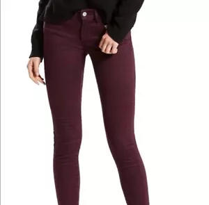 Levis 710 Damen Super Skinny Soft Touch Stretch Fit Burgund Denim Jeans Neu mit Etikett - Bild 1 von 21