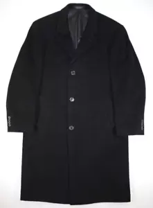 Chaps Ralph Lauren Wool Blend Overcoat Men's 44 R Long Topper Heavy Black - Picture 1 of 13