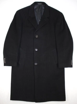 Chaps Ralph Lauren Overcoat Men's 44 R Wool Blend Long Topper Heavy Black - Image 1 of 4