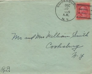 1929 Cooksburg, NY 4-Bar Cancel (D.P.O. 1892-1954) w/WX49 Christmas Seal on back - Picture 1 of 2