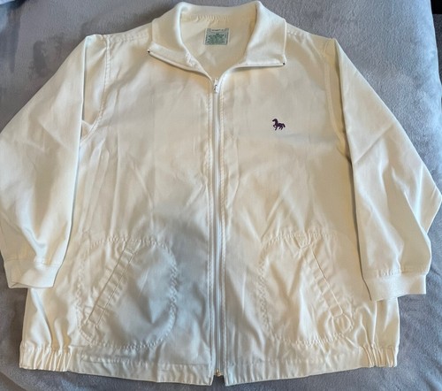 OFF WHITE Giacca da donna bianca vintage taglia B4 cotone poliestere ricamata viola cavallo