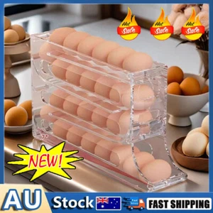 4-Tier Automatic Scrolling Egg Rack Holder Storage Box Container Refrigerator GV - Picture 1 of 15