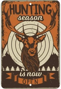 Hunting Season Deer Hunter Aluminum Tin Sign Plaque Man Cave Bar S309 - Picture 1 of 1
