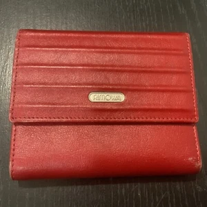Cartera RIMOWA roja 4 pulgadas × 3,2 pulgadas, 5 tarjetas de crédito, efectivo y comparación de monedas ¡RARA! - Imagen 1 de 16