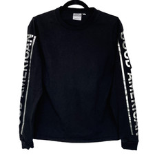 GOOD AMERICAN Goodies Flag Skater Tee Black Silver Size Small Long Sleeve Knit