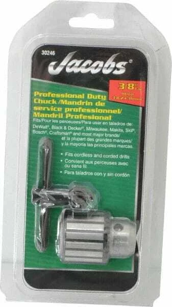 Jacobs 41BA 3/8-24 Drill Chuck Professional Duty Fluted Sleeve Finish 32249C