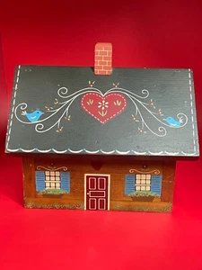 Hand Painted Wooden House Recipe/Storage Box - Picture 1 of 7
