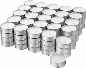 100 velas de té 4 horas de duración de combustión velas de té blancas en manga de aluminio velas de té gastro - Imagen 1 de 1