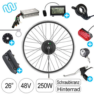 E-Bike Umbausatz 26" 48V 250W Hinterrad SCHWARZ Nabenmotor windmeile Fahrrad - Bild 1 von 4