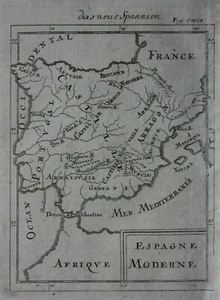 Original antique map SPAIN, ESPANA, 'Espagne Moderne', PORTUGAL, Mallet, c.1719 - Picture 1 of 2