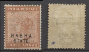 Nº: 132449 - INDIA - UN ANTIGUO SELLO DE 3 ANNAS con SOBREIMPRESIÓN "ESTADO NABHA" - MH!! - Imagen 1 de 1