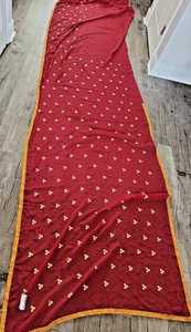 Indian WOMENS NWT SYNTHETIC RED/YELLOW SEQUINS BLOUSE PC SAREE SARI FABRIC 1120 - Picture 1 of 16
