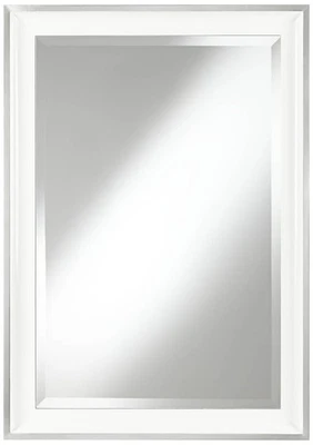 Espelho de parede retangular vaidade acento moldura de madeira branca brilhante 24" largura banheiro - Imagem 1 de 2
