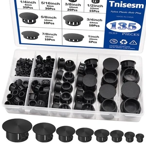 Tnissem 135 Stck. 8 Größen Nylon Kunststoff Lochstopfen schwarz 1/4" 5/16" 3/8" 1/2" 5/8"  - Bild 1 von 2