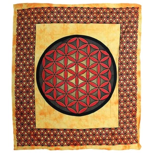 Flower of Life Bedspread | Orange Cotton Wall Hanging | Sacred Geometry Decor - Picture 1 of 1