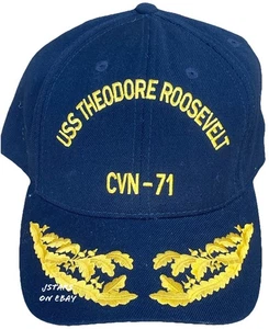USS THEODORE ROOSEVELT CVN-71 SCRAMBLED EGGS BLUE BASEBALL CAP HAT SAILOR ID’D - Picture 1 of 5