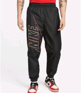 Nike Woven Black Pants Men's Size Medium Pockets Elastic Waist/ retro style - Picture 1 of 14
