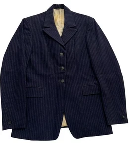 Pytchley Riding Jacket Equestrian Women’s Small Navy Wool 36 Pinstripes VTG - Picture 1 of 17