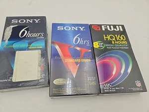 -3- Three NEW SEALED Blank FUJI SONY Standard & Premium VHS tapes - Picture 1 of 3