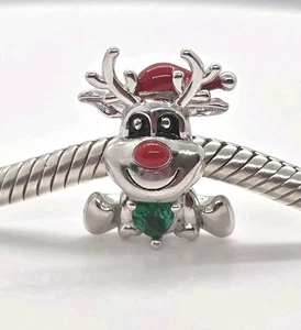 🩷 Dije de cuentas de Navidad de reno genuino S925 plata de ley 🩷 - Imagen 1 de 13