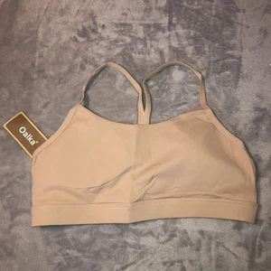 Oalka Sports Bra Womens Large Nude Racerback Nylon Spandex Yoga Removable Pads - Picture 1 of 9